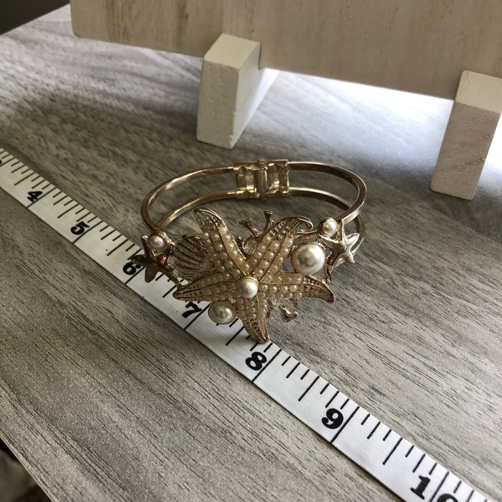 Vintage Silver in Color and Faux Pearl Bracelet